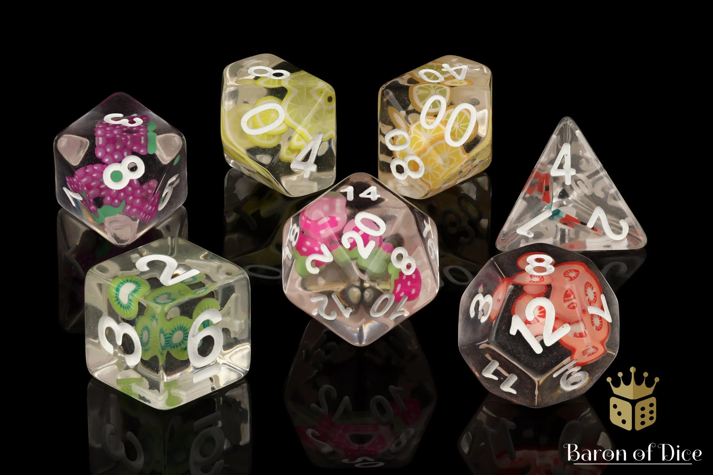 Fruit RPG Dice Set - 7 Pieces