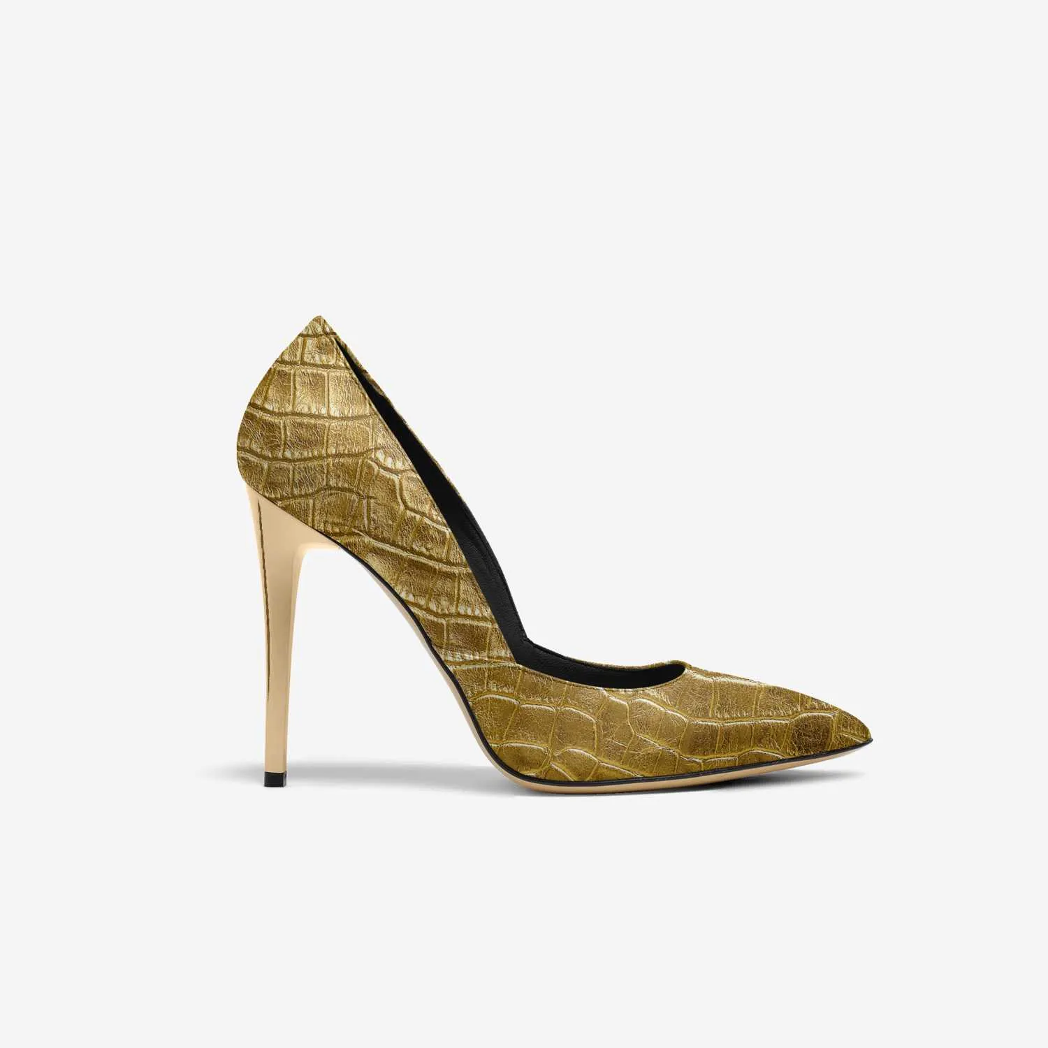 GOLD ALLIGATOR SPLIT STILETTO PUMP