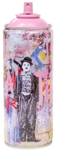 Gold Rush Pink Spray Paint Can Sculpture by Mr Brainwash- Thierry Guetta