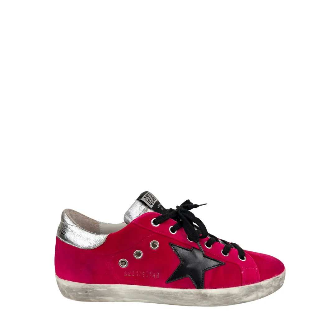 Golden Goose Magenta Velvet All Star Sneakers - Size 37