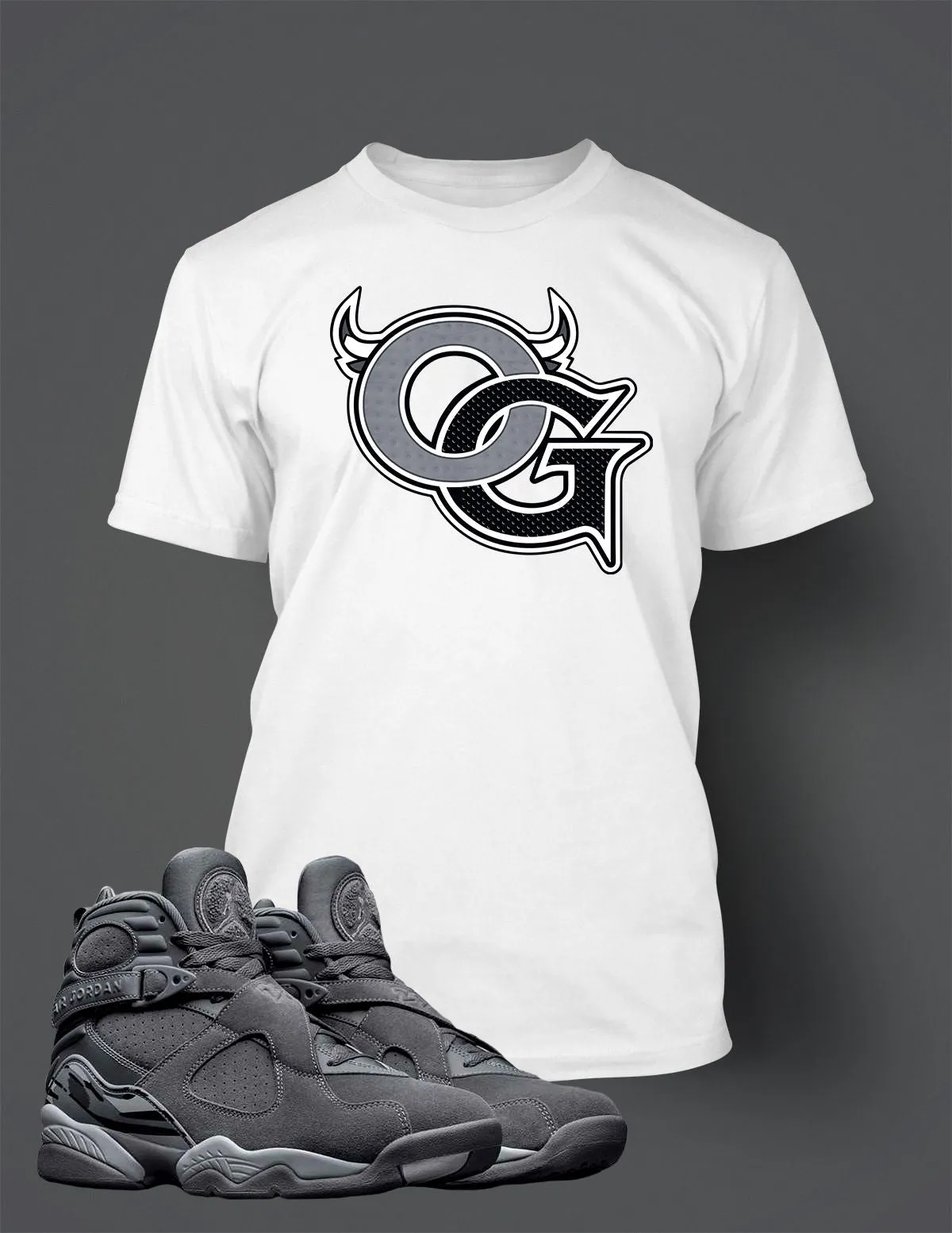 Graphic OG T Shirt to Match Retro Air Jordan 8 Cool Grey Shoe