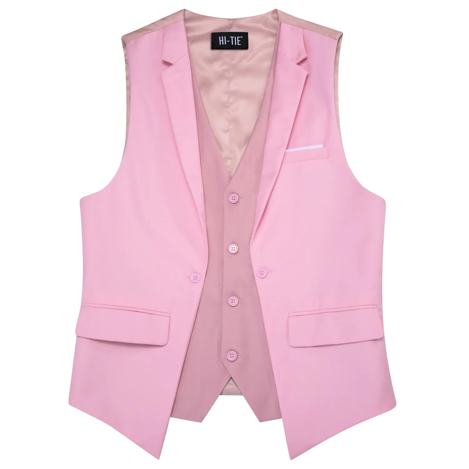 Hi-Tie Suit Vest Layered Waistcoat Pink LightCoral Vests for Wedding