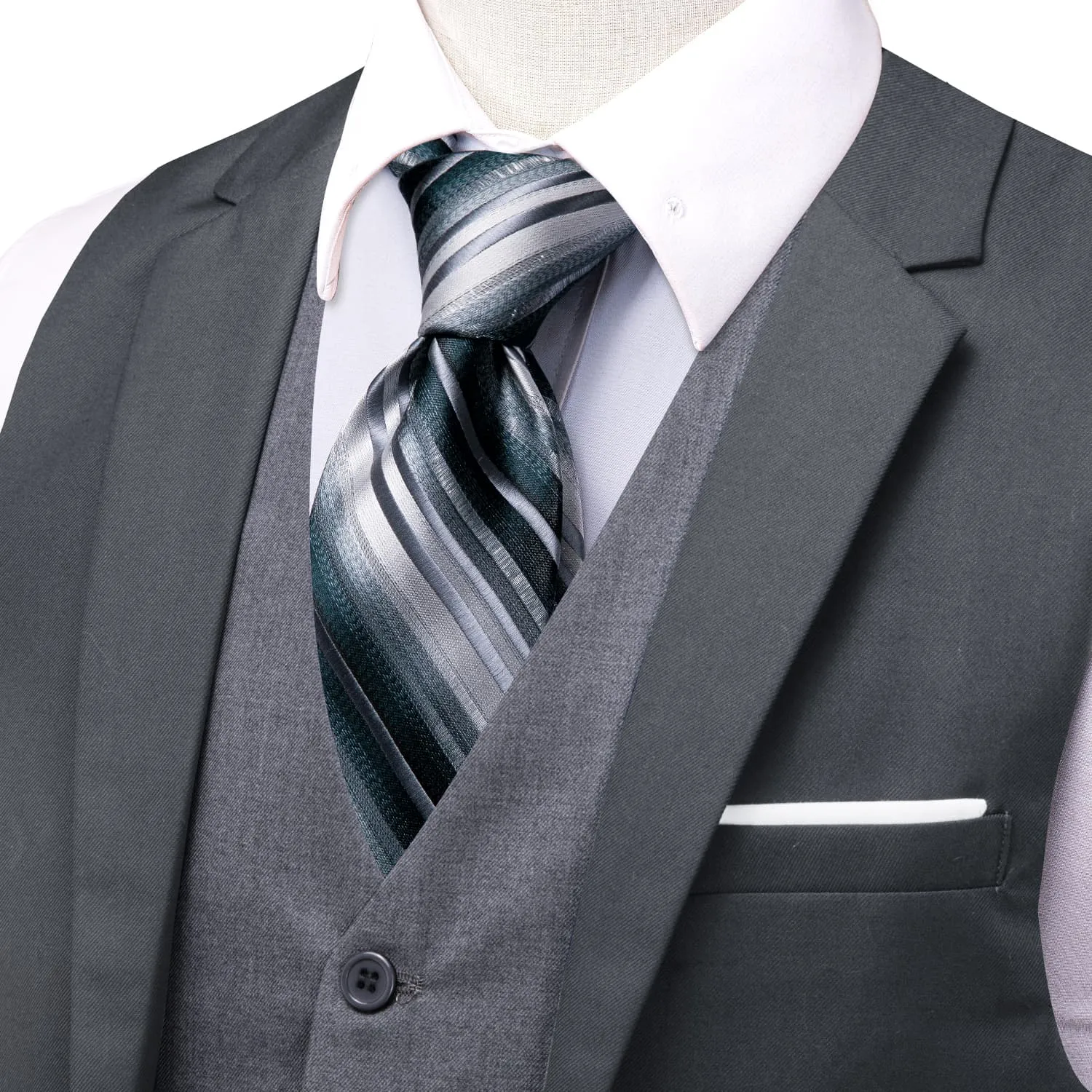 Hi-Tie Suit Vest Layered Waistcoat SlateGray Gray Vests for Wedding