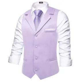 Hi-Tie Thistle Purple Waistcoat Solid Notch lapels Men's Vest