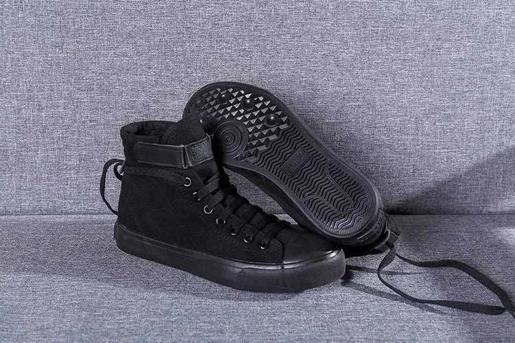 High-Top Flat-Heel Buckle Canvas Sneaker