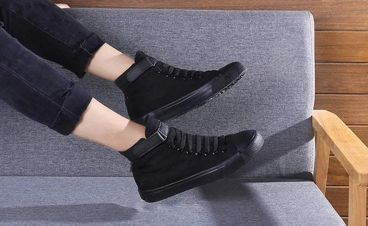 High-Top Flat-Heel Buckle Canvas Sneaker