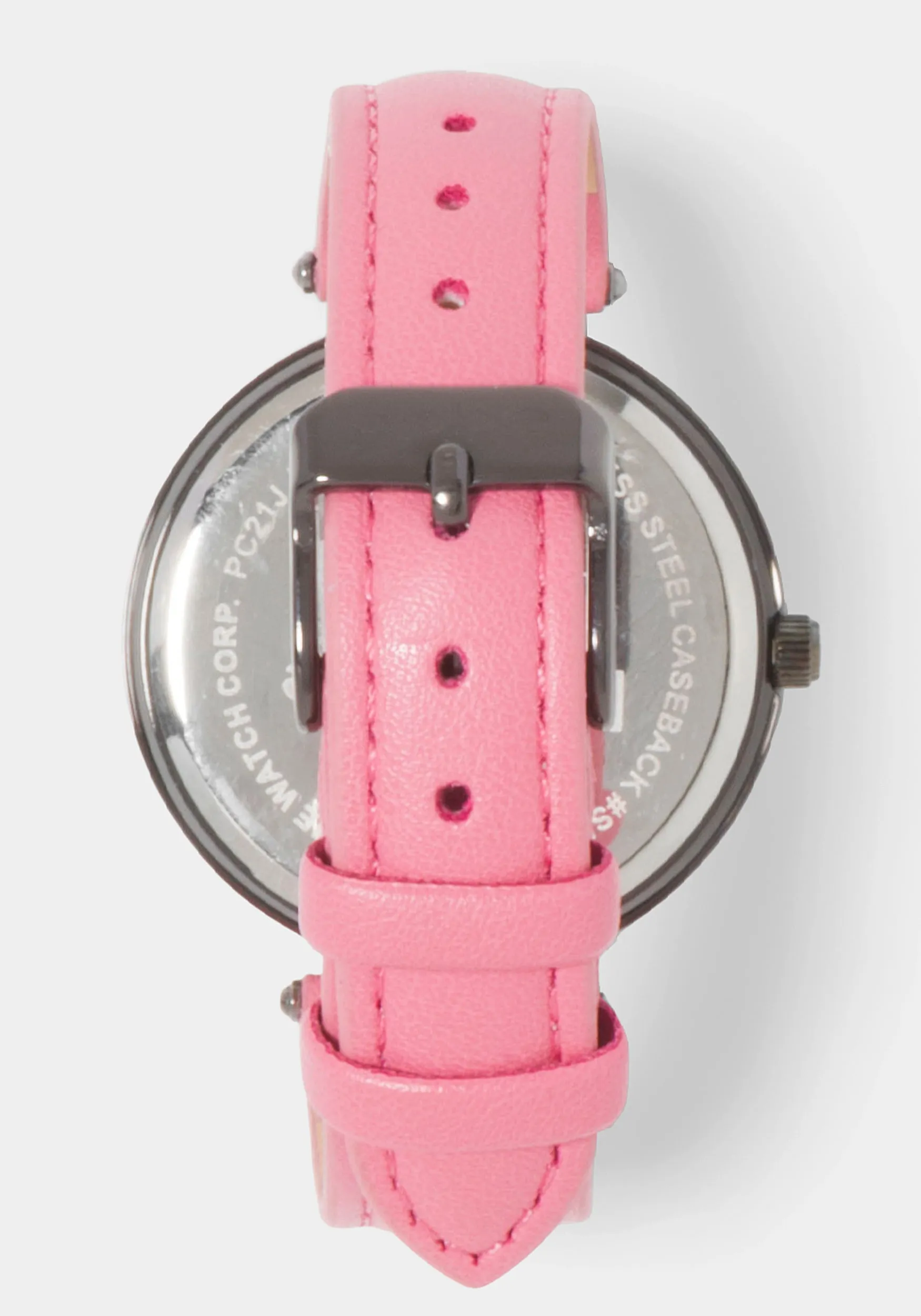 Hot Pink Strap Watch with Crystal Bezel