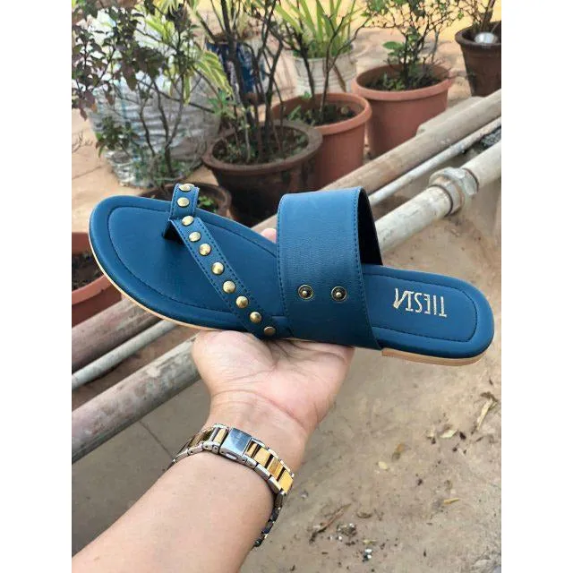 Kolas - Blue Open Flat Kolhapuri Chappal