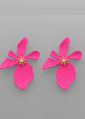 Lily Flower Earrings- Fuschia