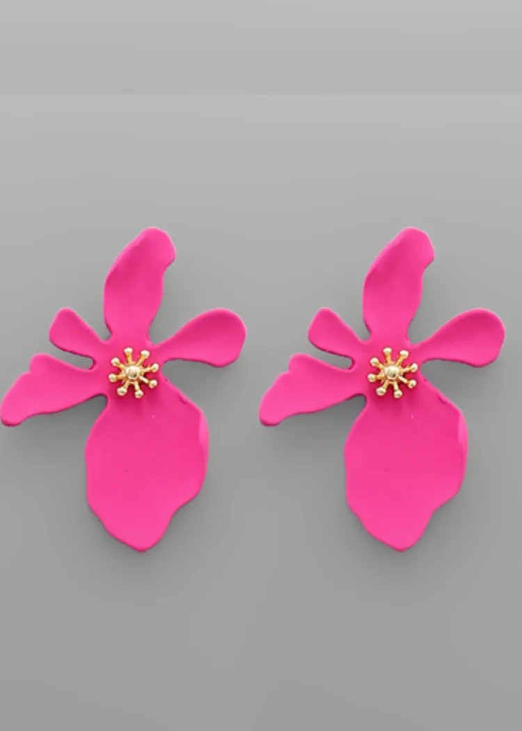 Lily Flower Earrings- Fuschia