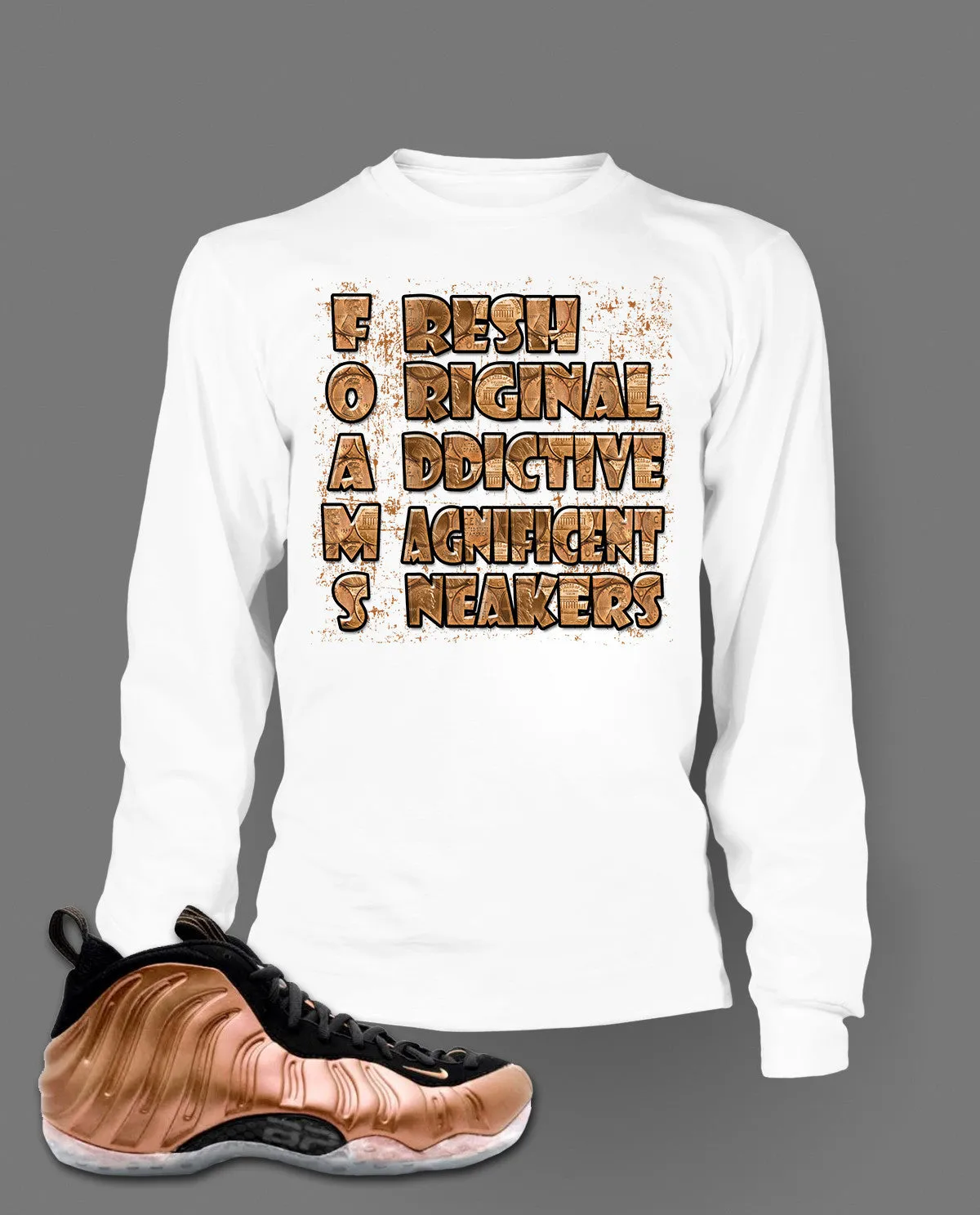 Long Sleeve Graphic T Shirt To Match Foamposite One Dirty Copper Shoe