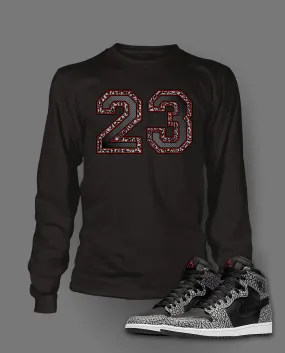 Long Sleeve Graphic T Shirt To Match Retro Air Jordan 1 Black Cement Shoe