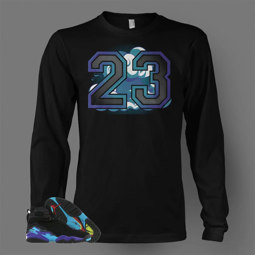 Long Sleeve T Shirt To Match Retro Air Jordan 8 Aqua Shoe