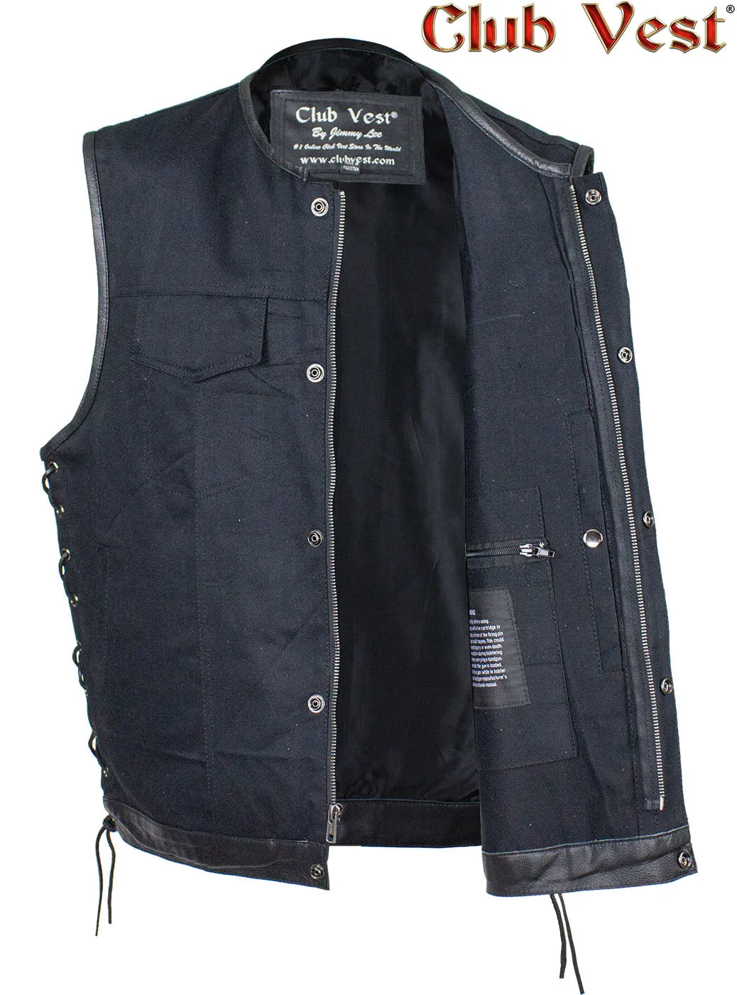 Men's Denim Conceal Carry Pocket With Side Laces By Club Vest