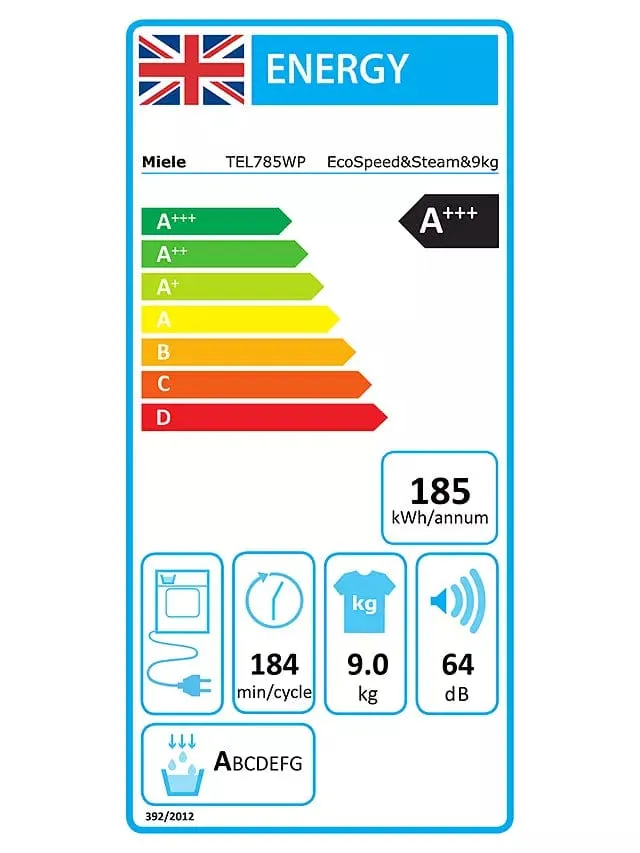 Miele TEL785WP Freestanding Heat Pump Tumble Dryer, 9kg Load, White