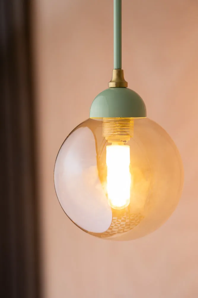 Mint Green Glass Dome Metal Ceiling Light