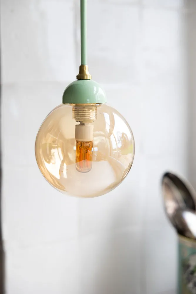 Mint Green Glass Dome Metal Ceiling Light