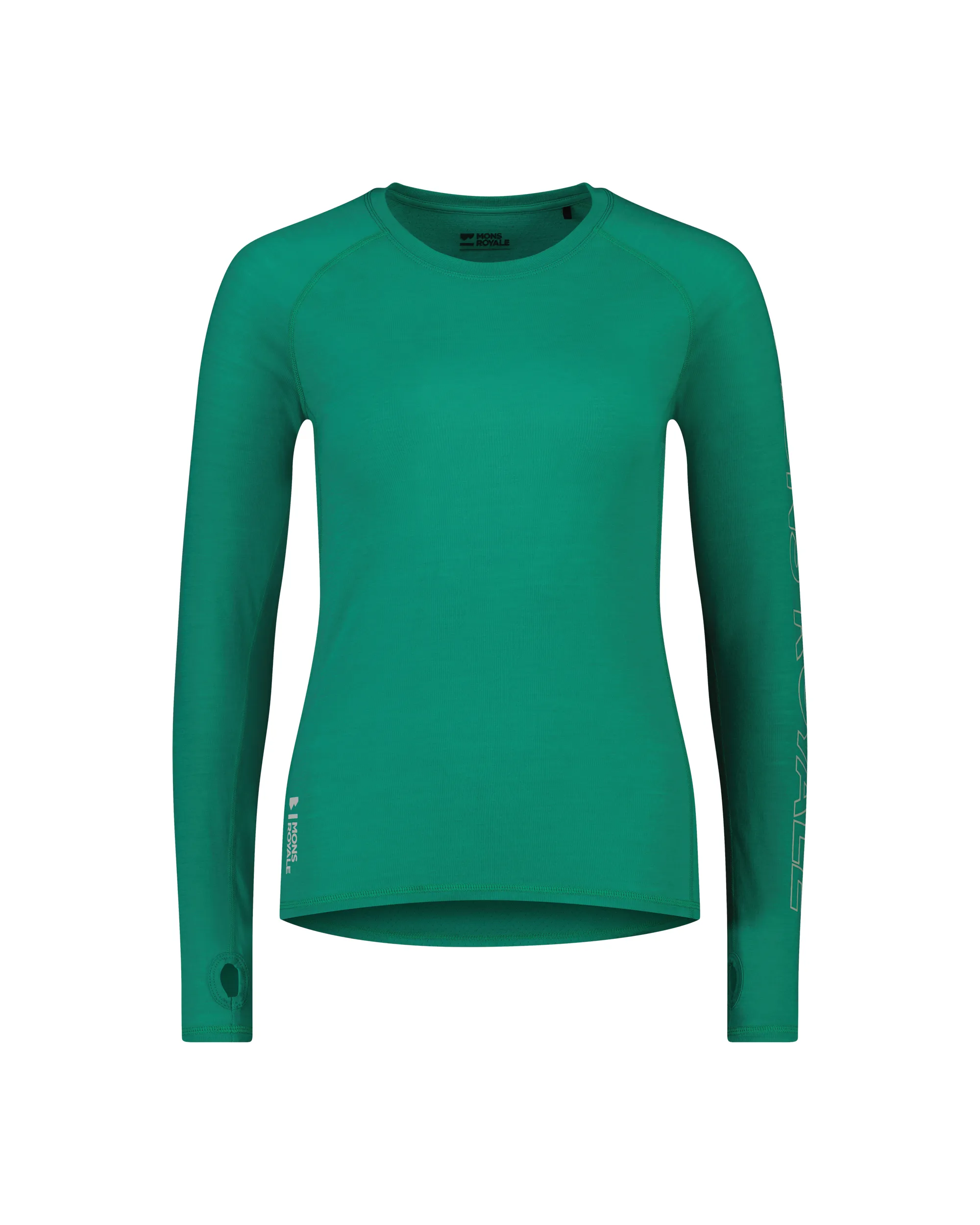 Mons Royale Women&#x27;s Bella Tech Long Sleeve Pop Green | Buy Mons Royale Women&#x27;s Bella Tech Long Sleeve Pop Green here | Outnorth