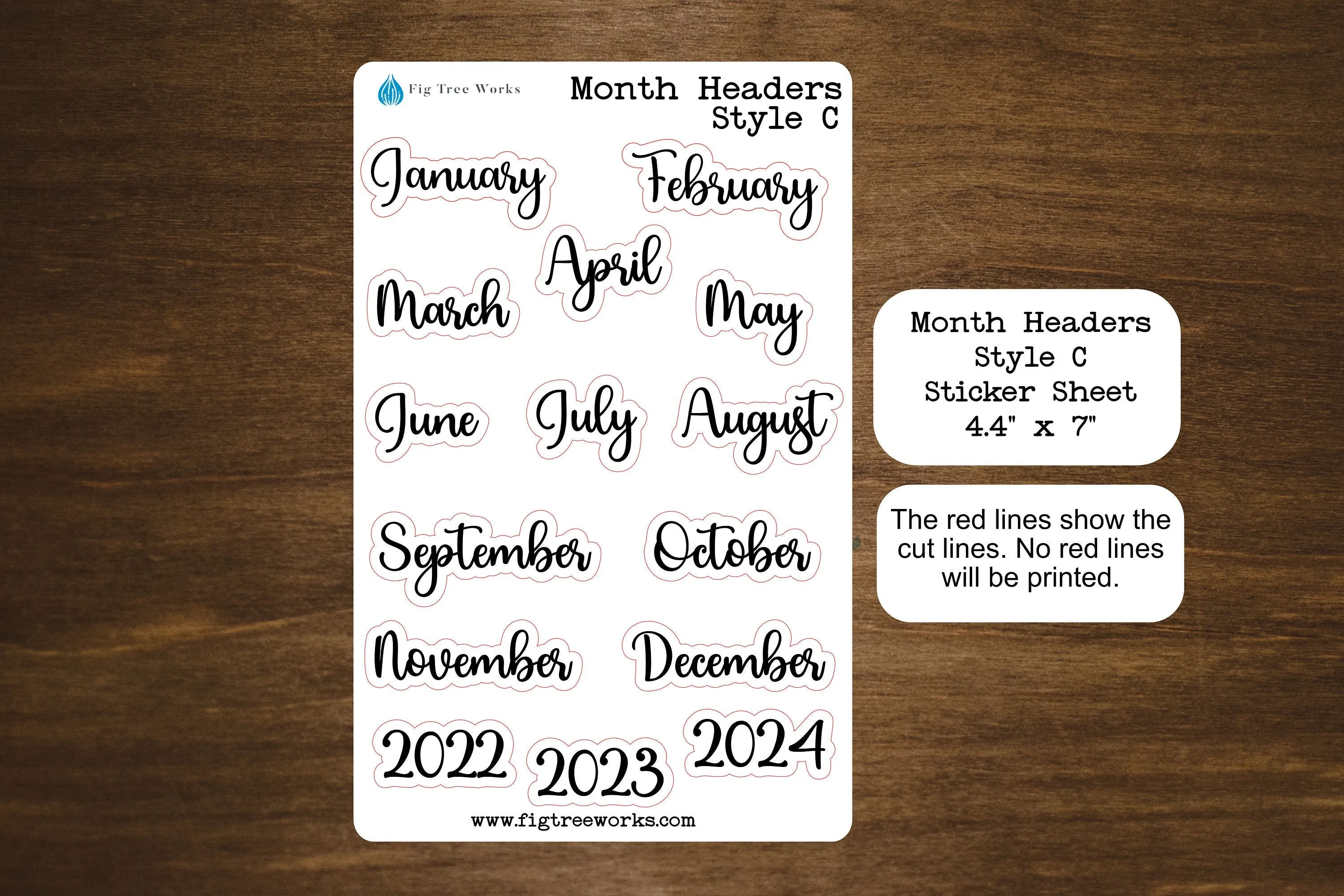 Month Header Planner Stickers  | Month Names Sticker, Kiss Cut, Matte Finish | Style C