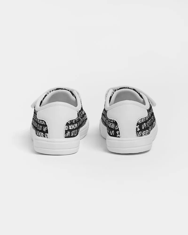 NEVER GIVE UP Empowering Graffiti Kids Velcro Sneaker