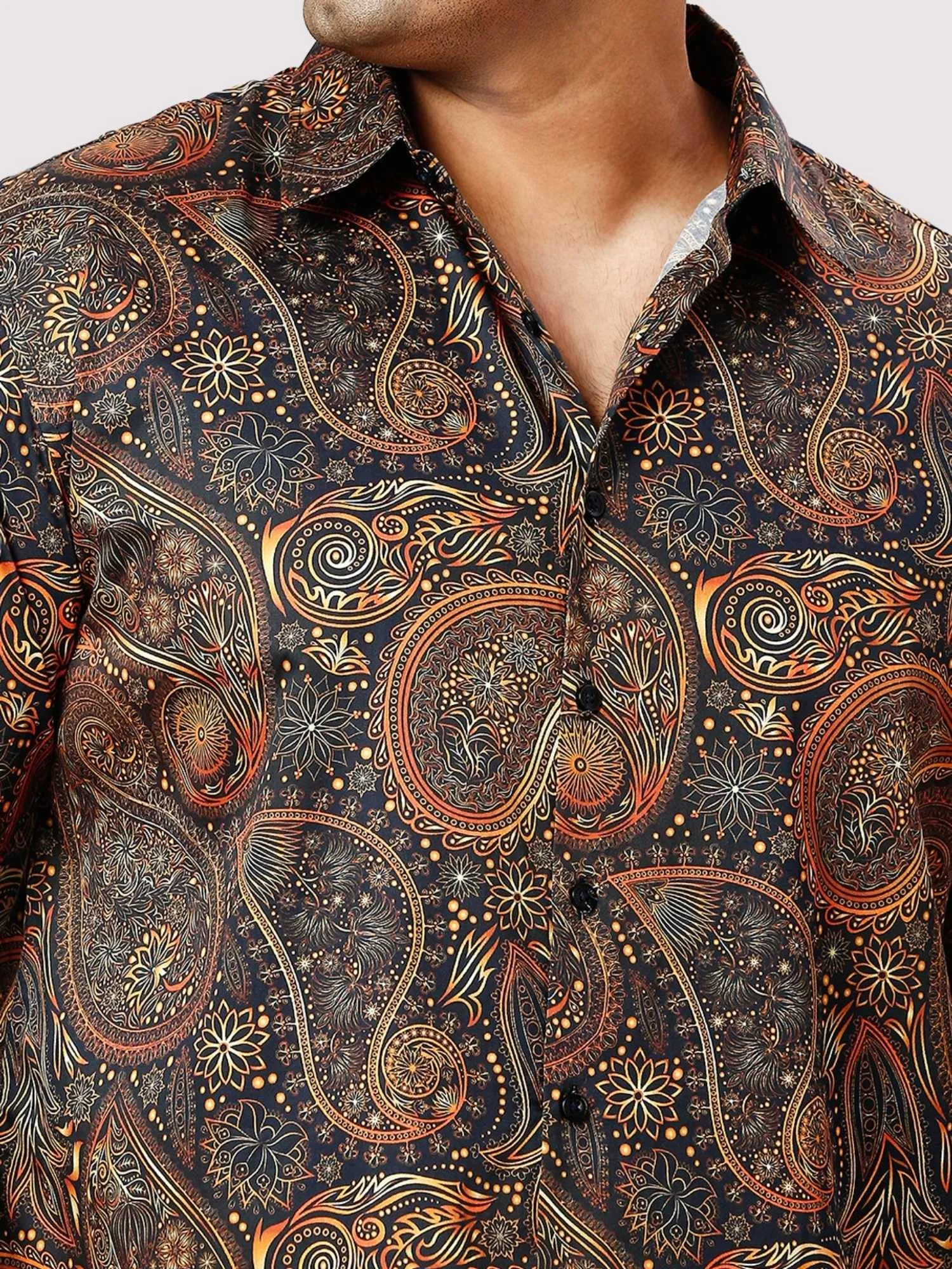 Old Copper Digital Printed Half Sleeve Shirt Men's Plus Size