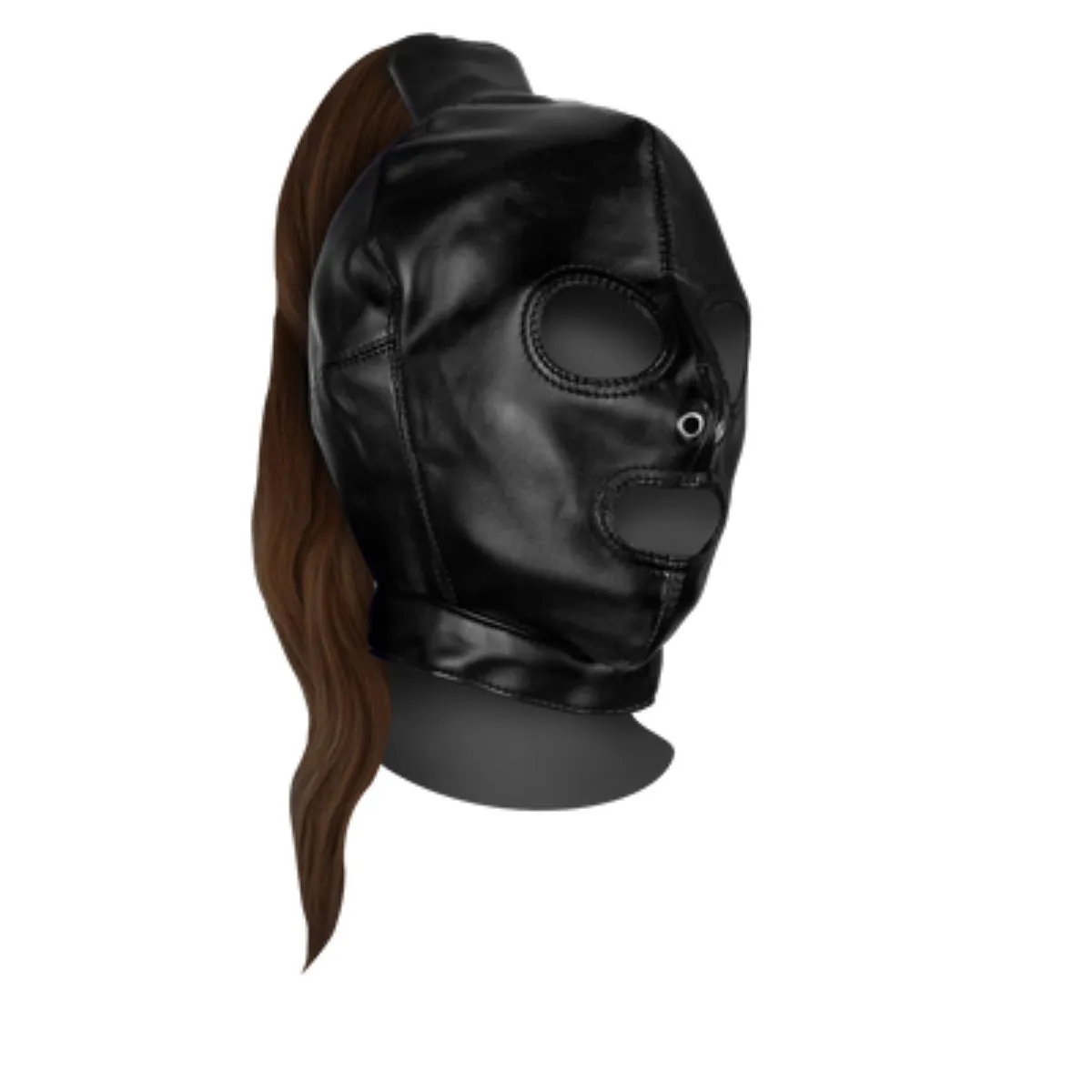 Ouch Xtreme Mask With Brown Ponytail Black