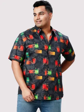 Persian Shadow Digital Printed Half Sleeve Shirt Men's Plus Size