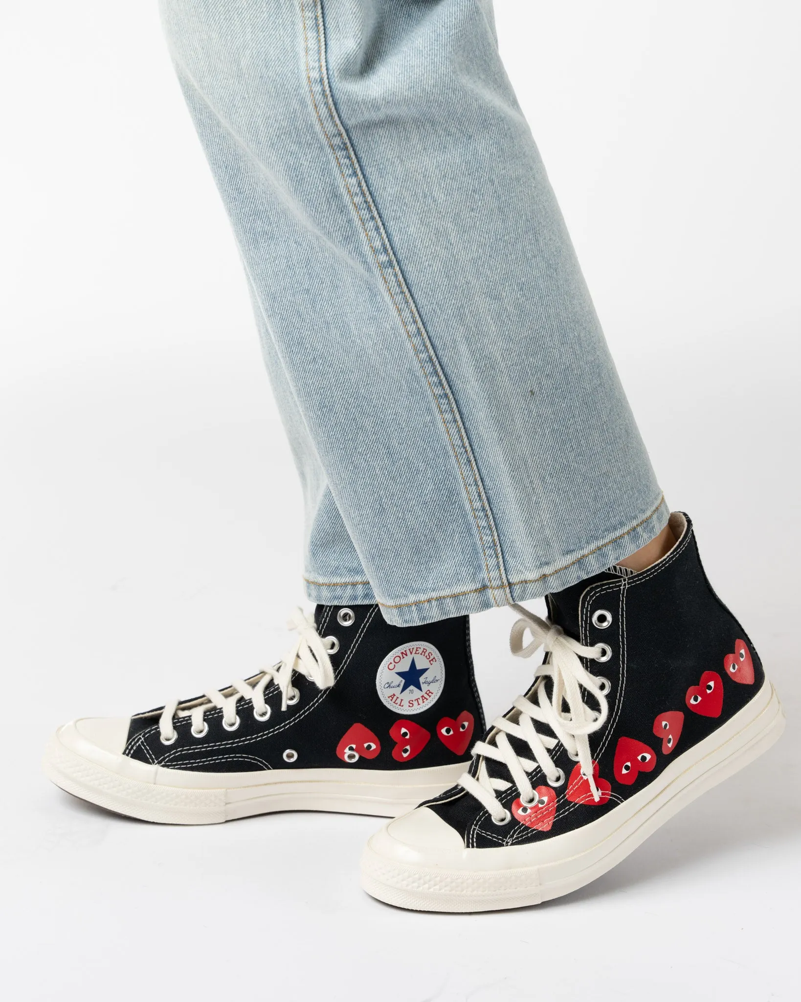 PLAY Converse x COMME des GARÇONS Small Red Heart High Top in Black