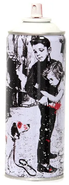 Pup Art White Spray Paint Can Sculpture by Mr Brainwash- Thierry Guetta