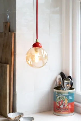 Red Glass Dome Metal Ceiling Light