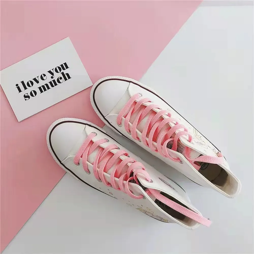 Sailor Moon Inspired Pink High-Top Canvas Sneakers