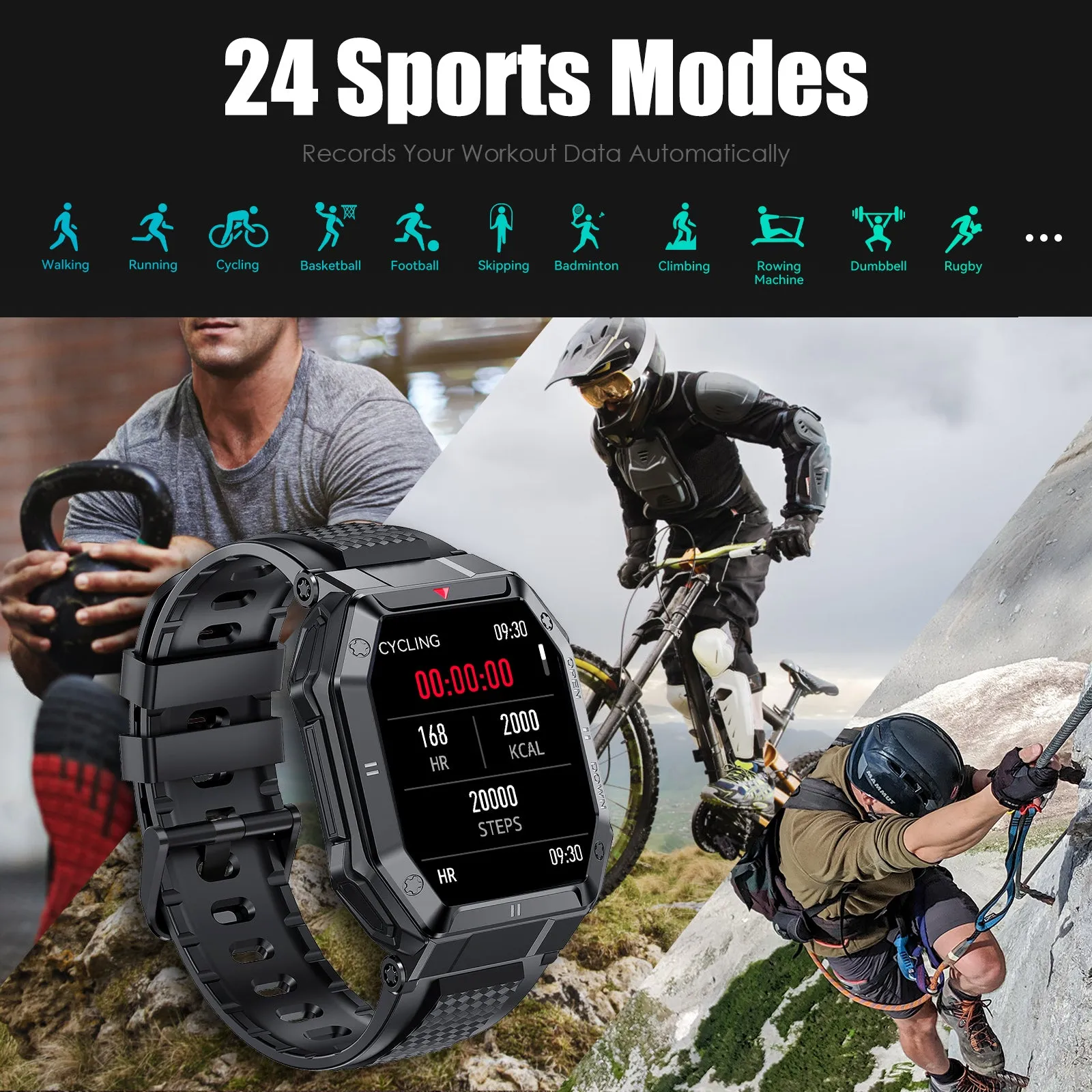 Smart Watch for Men 1.85” Large Screen Bluetooth Calling Activity Fitness Tracker Heart Rate Sleep Monitor Fitness Watch Pedometer Step Counter Stopwatch Sport Smartwatch for iPhone Samsung Xiaomi