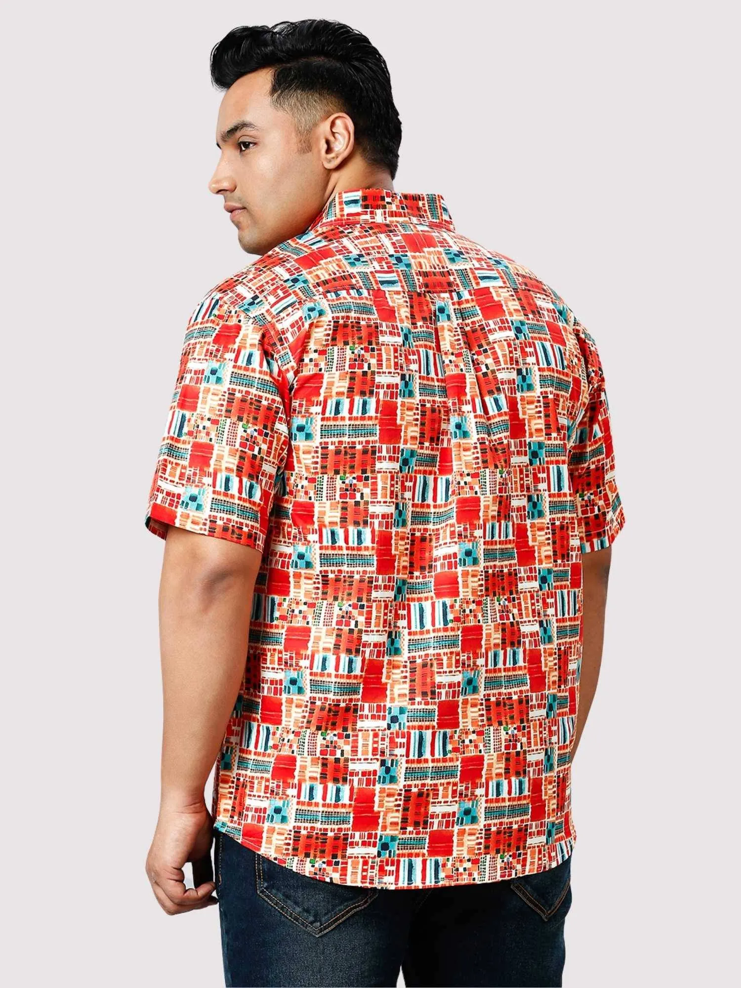 Tobasco Blocks Digital Printed Half Sleeve Shirt Men's Plus Size