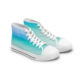 Turquoise Ocean Blue Women's High Top Sneakers (AOP)