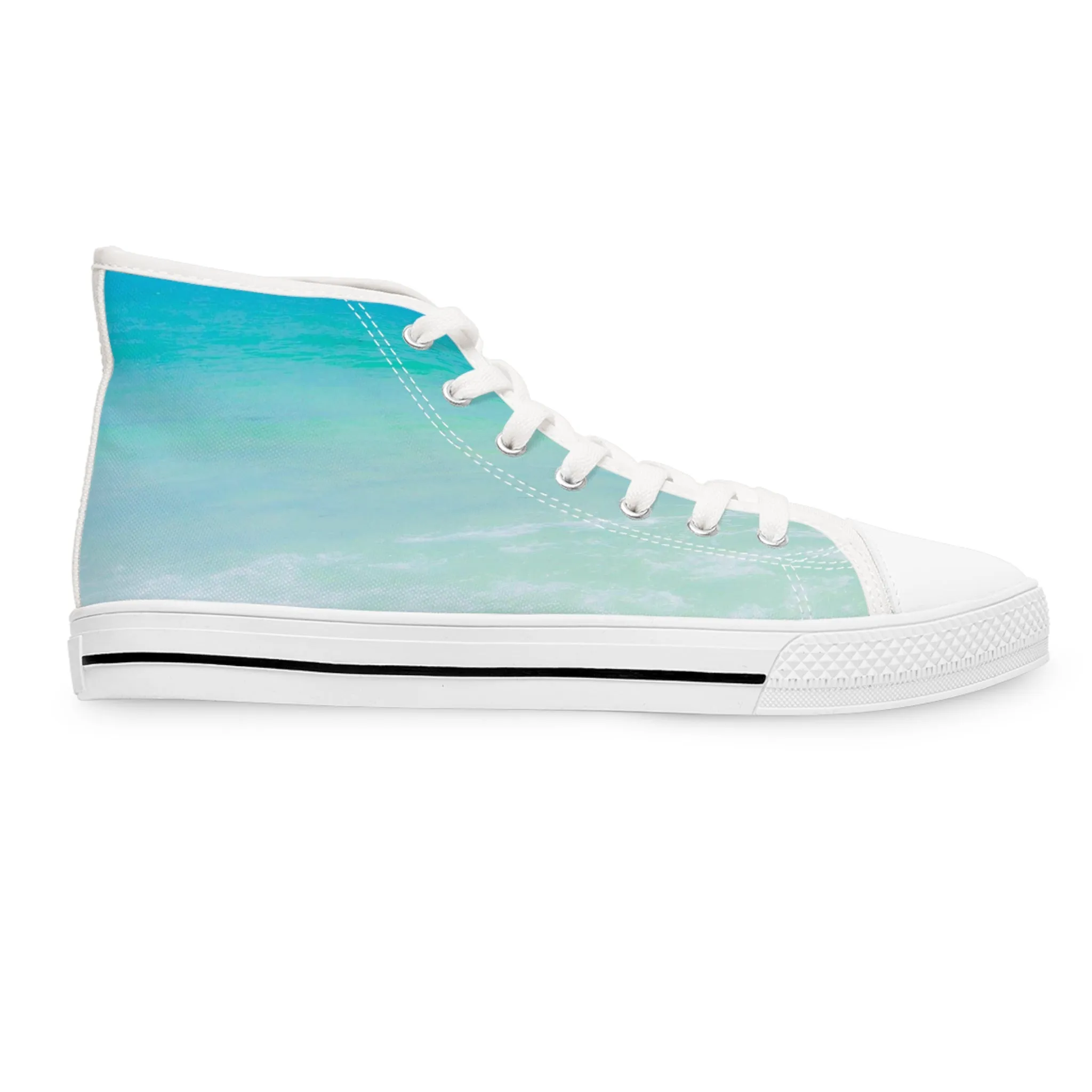 Turquoise Ocean Blue Women's High Top Sneakers (AOP)