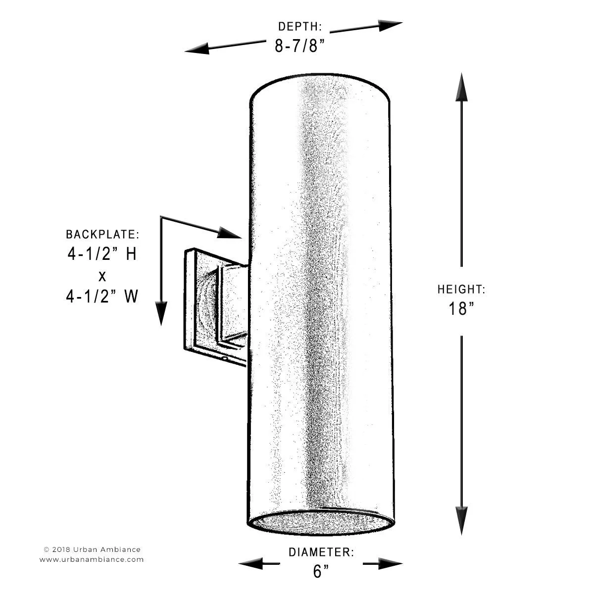 UHP1064 Contemporary Outdoor Wall Light, 18"H x 6"W, Olde Bronze Finish, Hollywood Collection