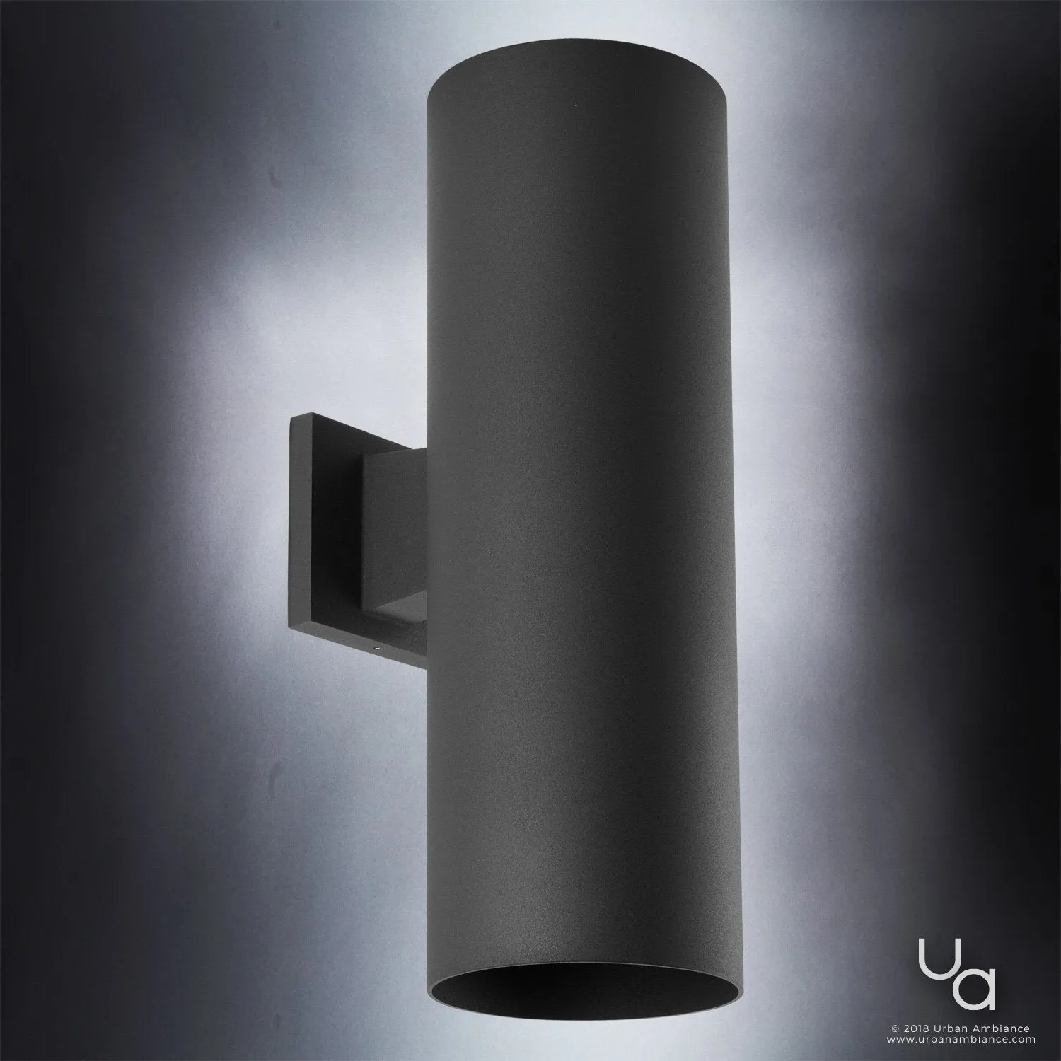 UHP1066 Contemporary Outdoor Wall Light, 18"H x 6"W, Midnight Black Finish, Hollywood Collection