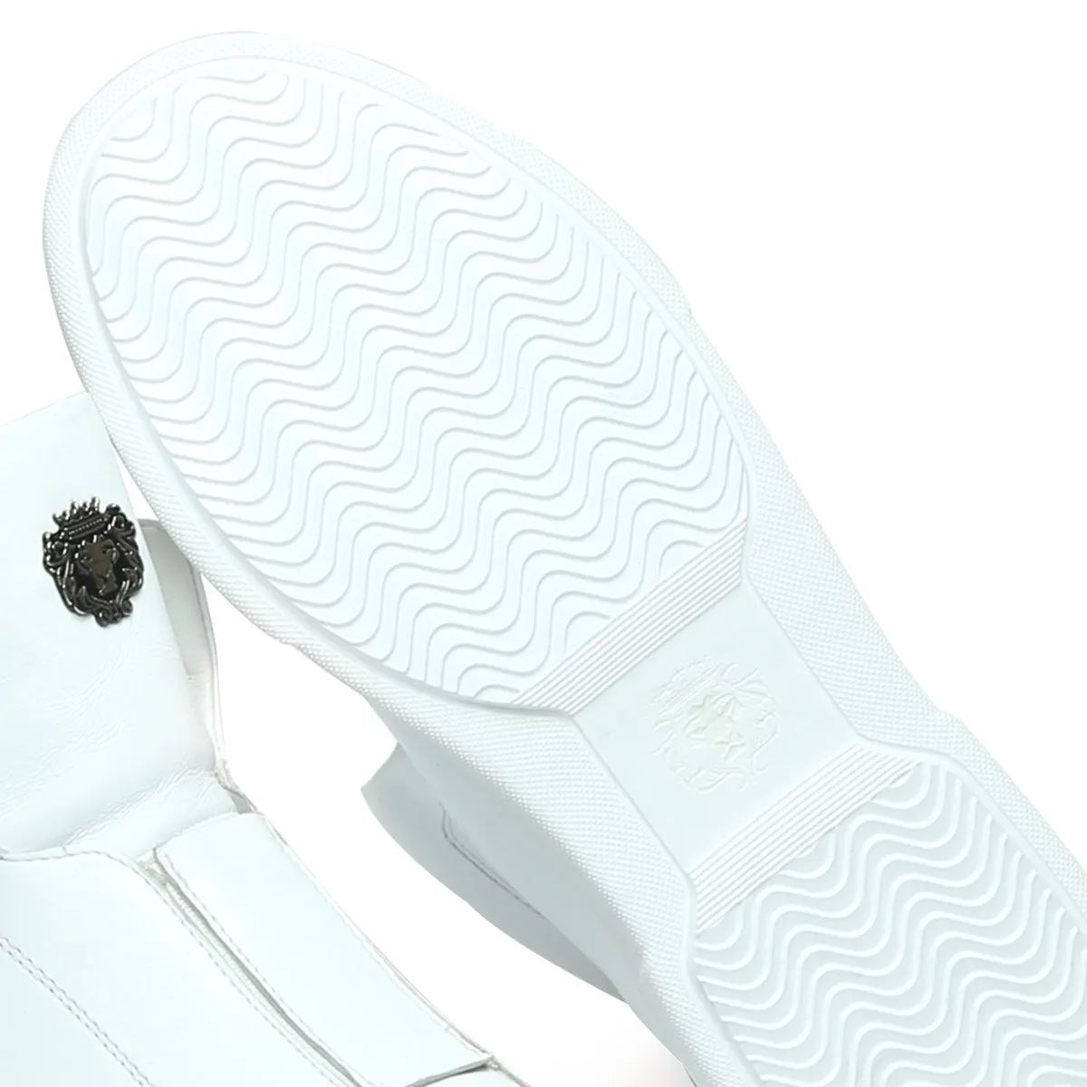 White Leather Mid-Top Sneakers in Stretchable Closure by Brune & Bareskin